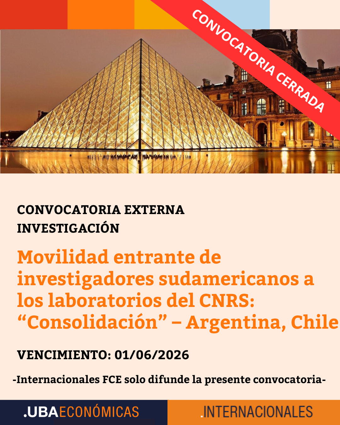 -CONVOCATORIA CERRADA- Movilidad entrante de investigadores sudamericanos a los laboratorios del CNRS: “Consolidación” – Argentina, Chile