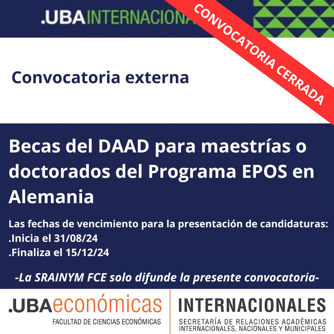 -CONVOCATORIA CERRADA- Becas del DAAD para maestrías o doctorados del Programa EPOS en Alemania