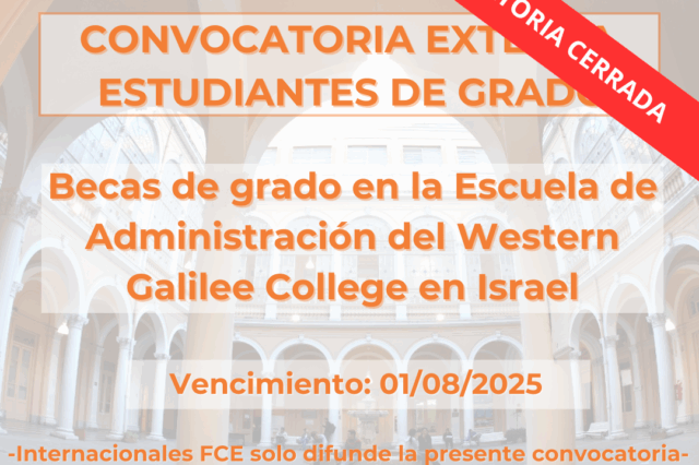 -CONVOCATORIA CERRADA- Becas de grado en la Escuela de Administración del Western Galilee College en Israel