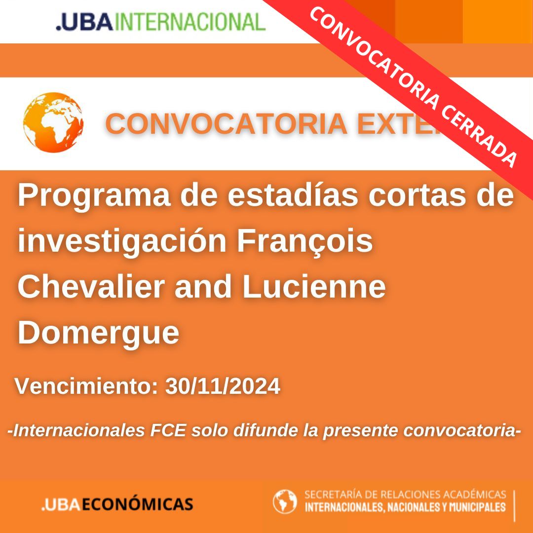 -CONVOCATORIA CERRADA- Programa de estadías cortas de investigación François Chevalier and Lucienne Domergue