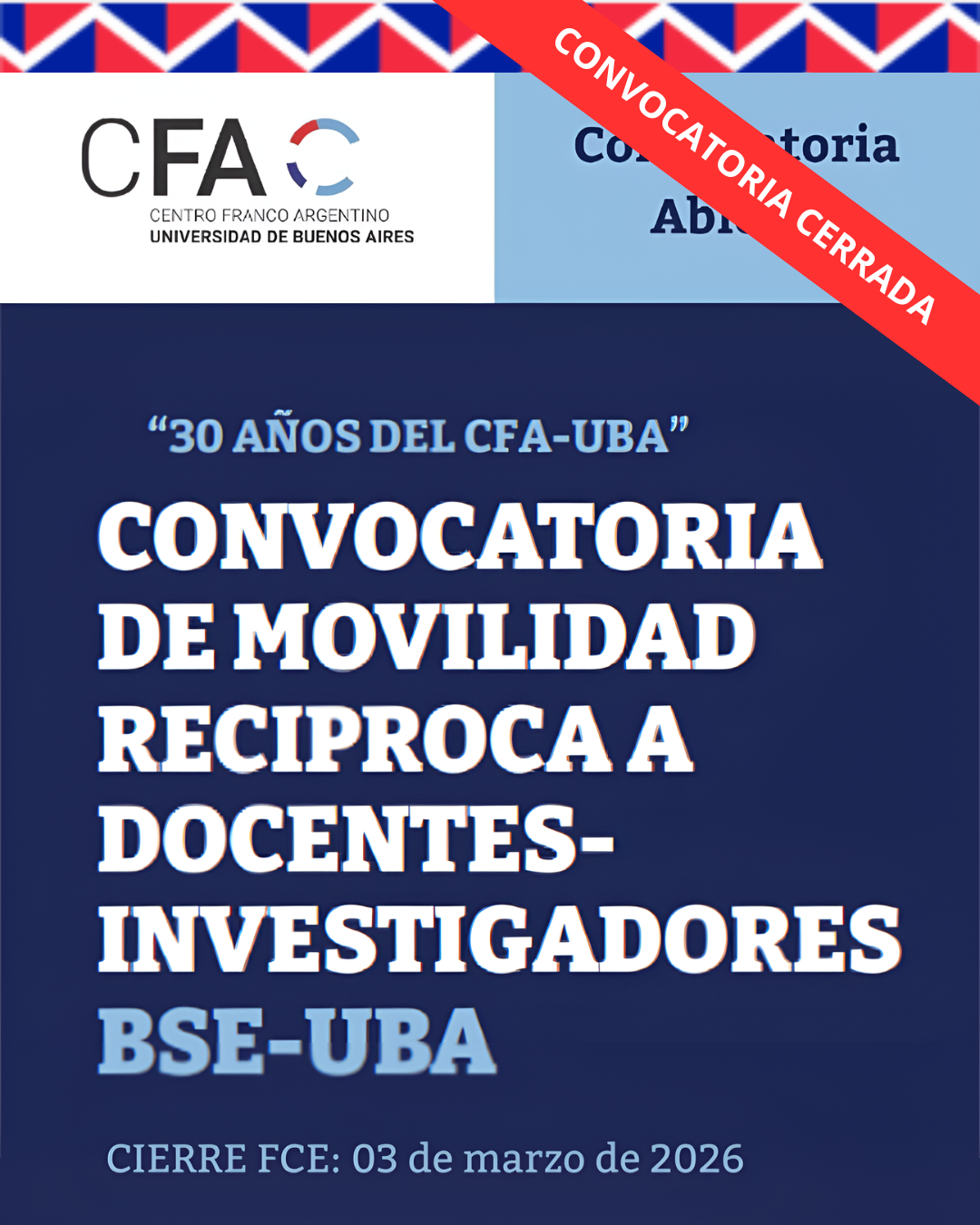 -CONVOCATORIA CERRADA- CONVOCATORIA DE MOVILIDAD RECIPROCA A DOCENTES INVESTIGADORES BSE-UBA